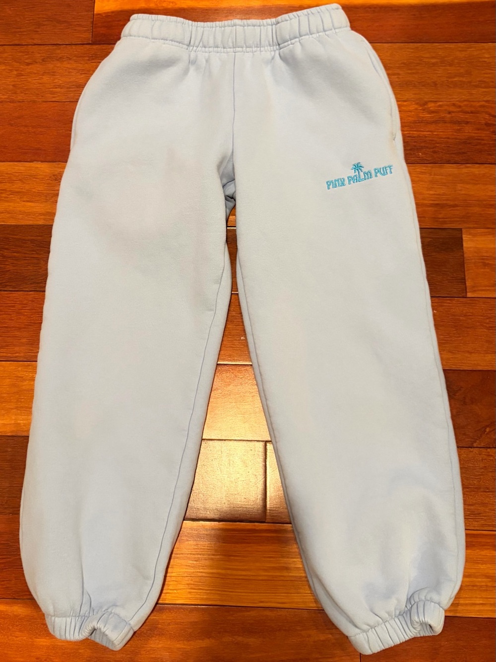 Pink Palm Puff Sweatpants - Light Blue, Small